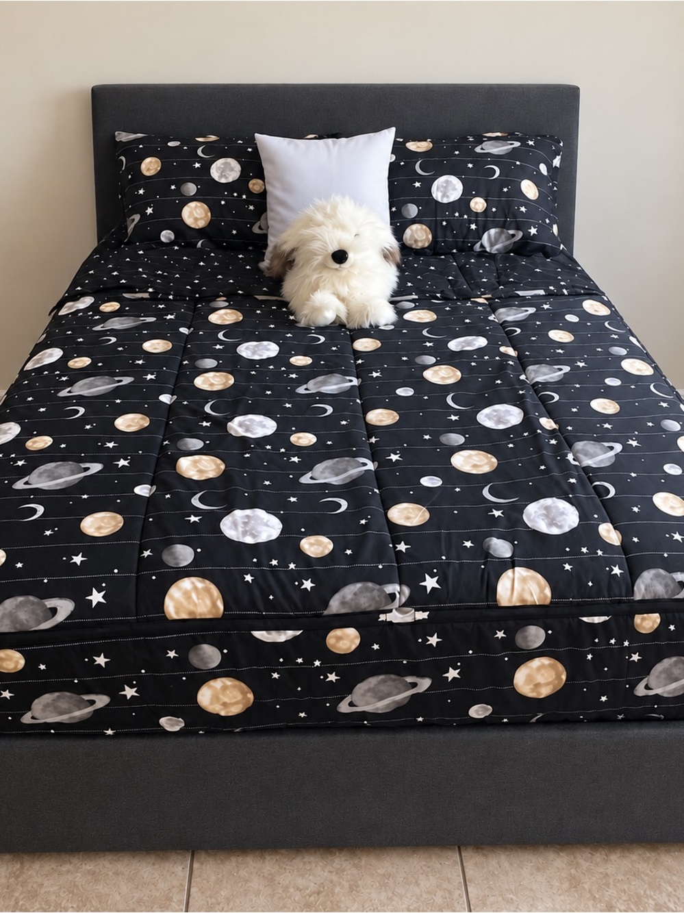 Galaxy Print Black Comforter Set - Space-Themed Bedding